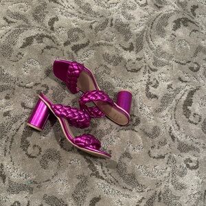 Women's Pink Braided Heeled Sandals